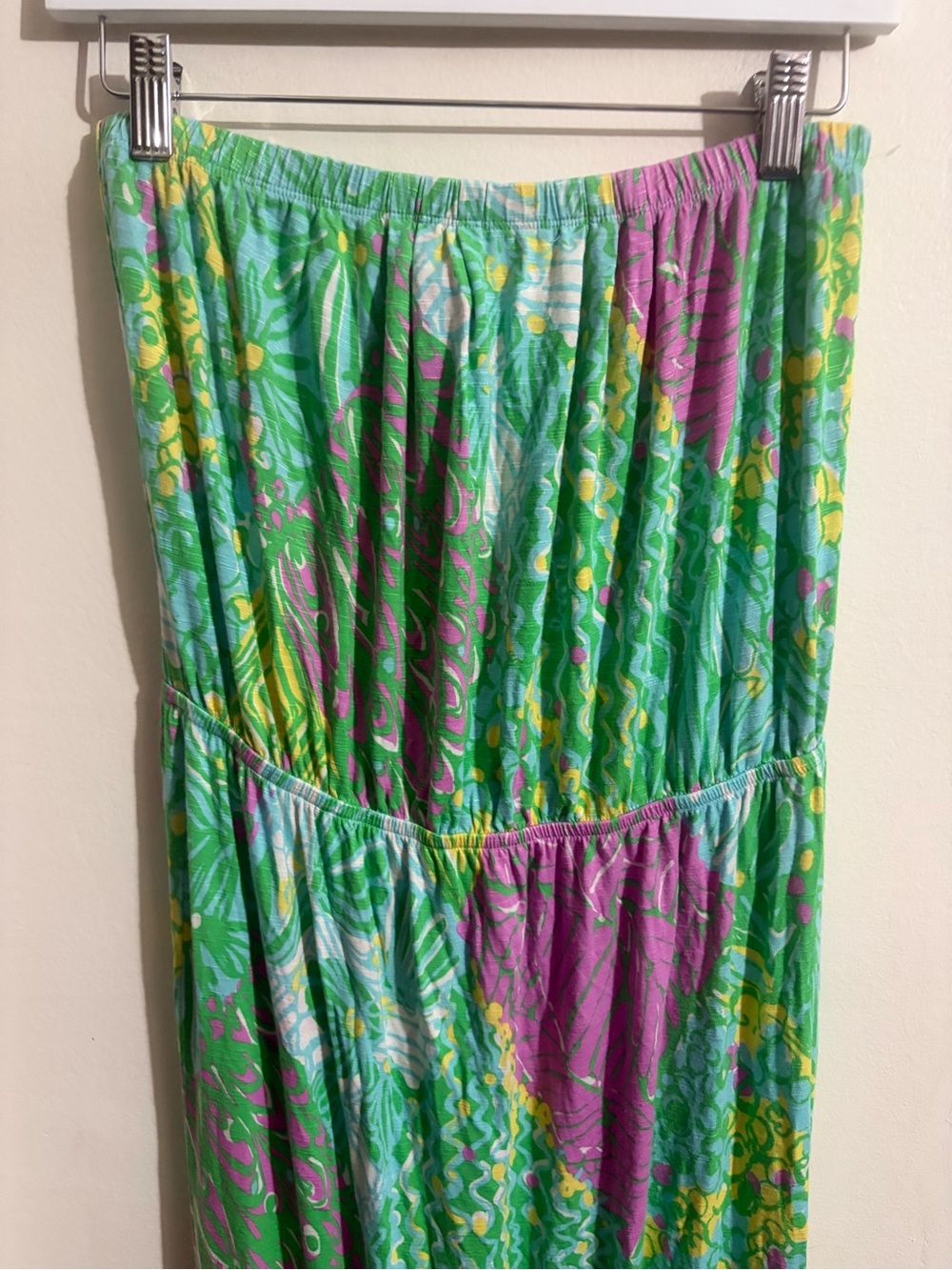 Lilly Pulitzer Strapless Green & Pink Printed Maxi Dress - Picture 5 of 11